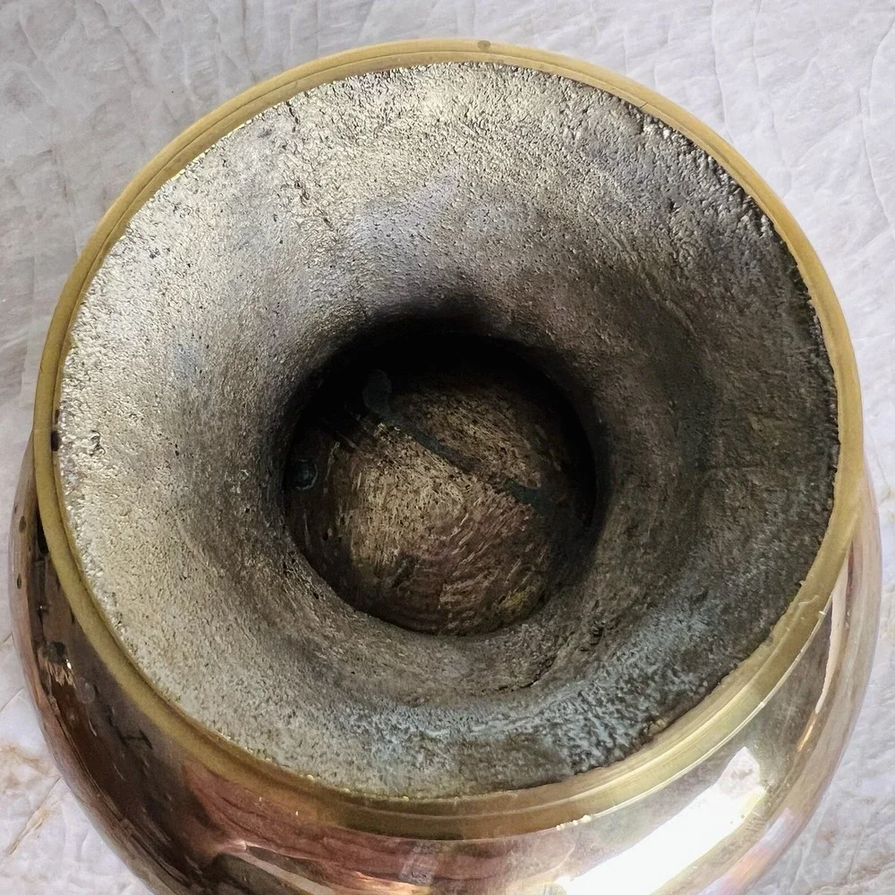 Solid Brass Pedestal Bowl Compote – Wide Shallow Dish on Turned Base 7.5
